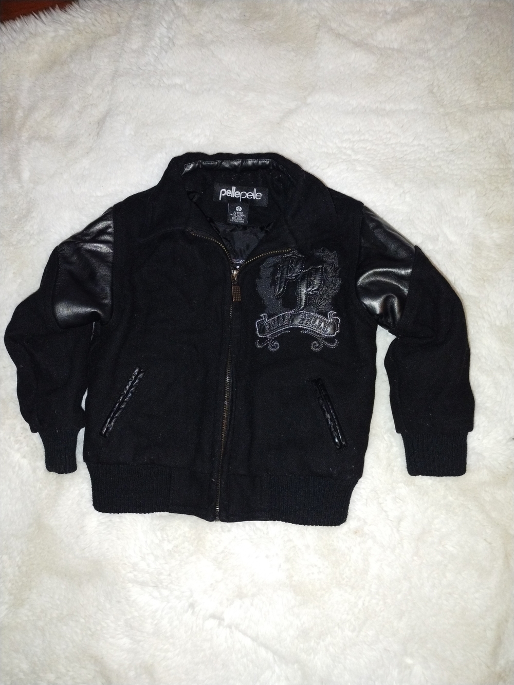 Pelle Pelle Black Embroidered Crest Zip Jacket